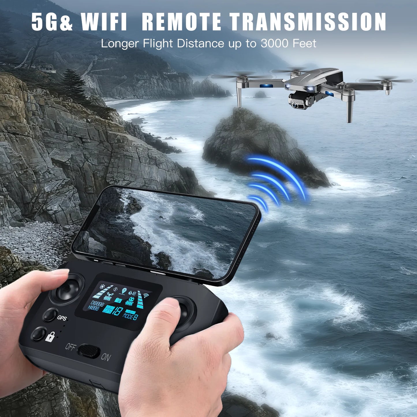 NBD 4K Drone with Camera for Adults, 52-Min Flight, 10,000FT Range, 249g Foldable FPV Quadcopter, 5G WiFi, Brushless Motor, Smart Return Home (Grey)