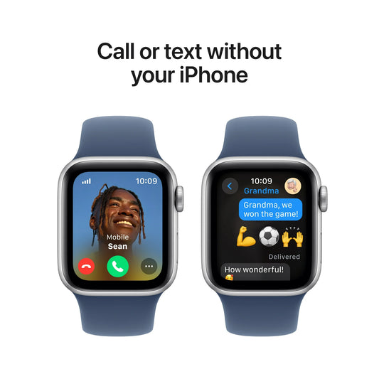 Apple Watch SE (2nd Gen) [GPS + Cellular] Smartwatch with 40mm Silver Aluminum Case with Denim Sport Band - M/L. Fitness & Sleep Tracker, Crash Detection, Heart Rate Monitor