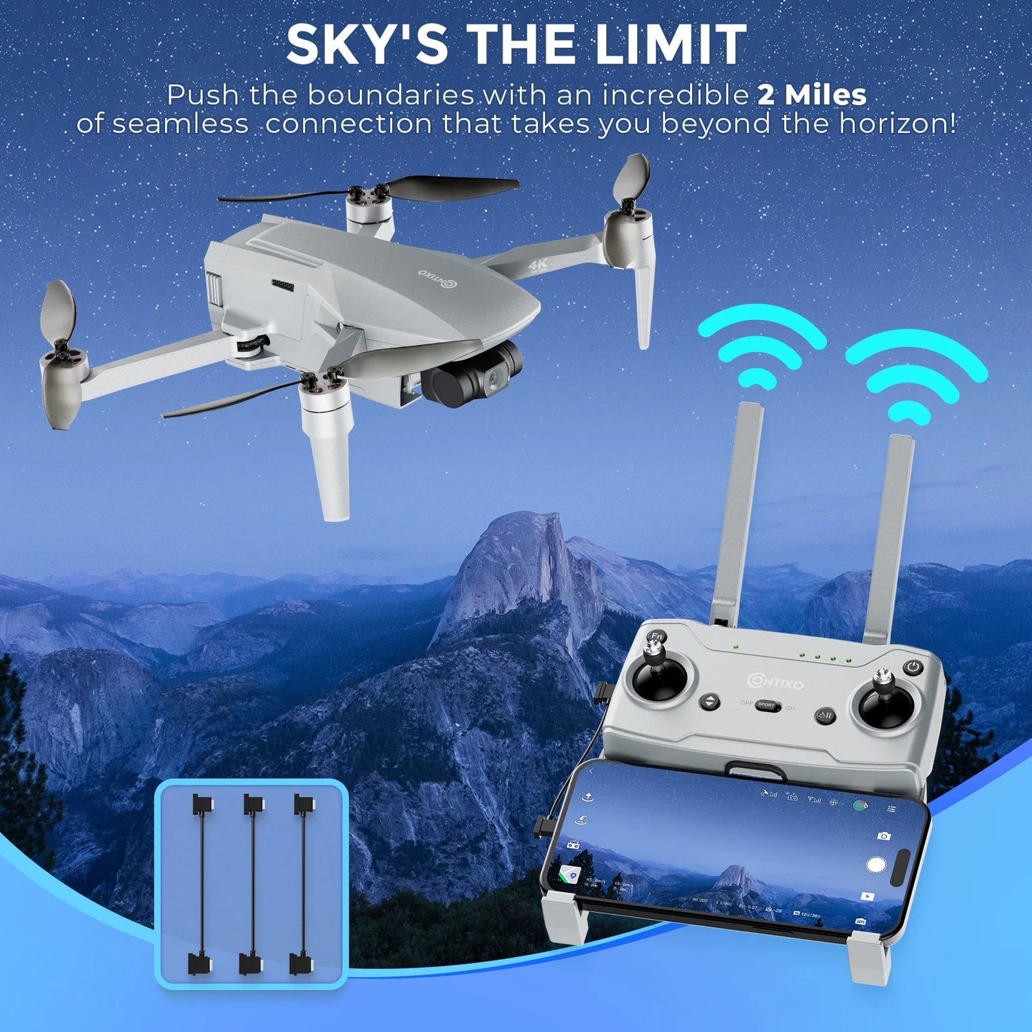 Contixo F36 GPS Mini Drone with Camera, 4K UHD, 3-Axis Gimbal, RC Quadcopter, Brushless Motor, Foldable Design, FPV, Auto Return & Smart Features, Beginners & Enthusiasts - Silver