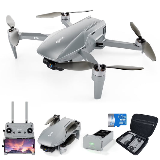 Contixo F36 GPS Mini Drone with Camera, 4K UHD, 3-Axis Gimbal, RC Quadcopter, Brushless Motor, Foldable Design, FPV, Auto Return & Smart Features, Beginners & Enthusiasts - Silver