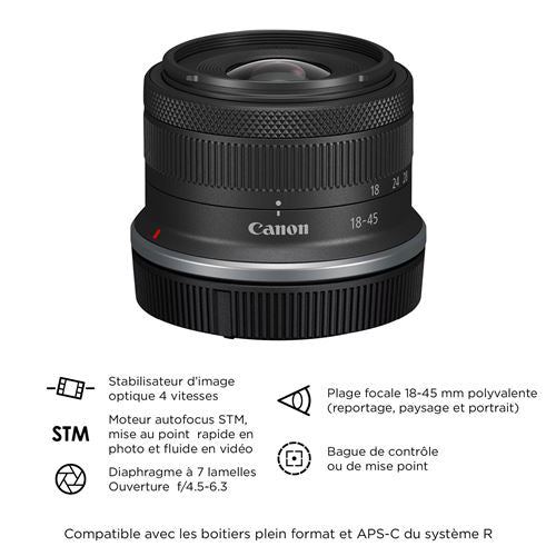 Canon EOS R100 Black Mirrorless Camera + RF-S 18-45mm Lens