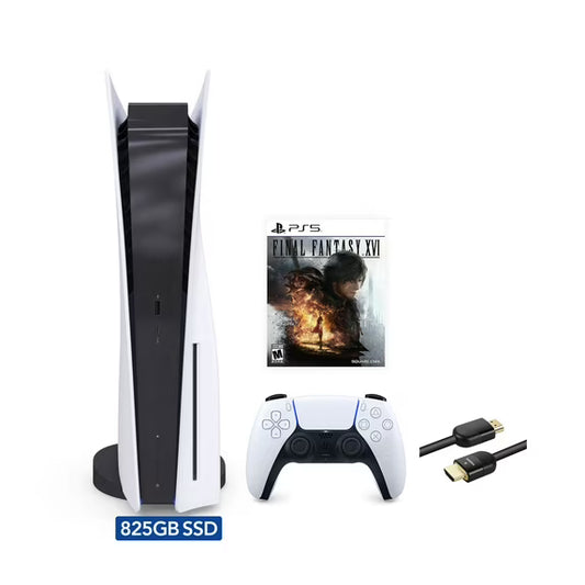 PlayStation 5 Disc Edition FINAL FANTASY XVI Bundle and Mytrix 8K HDMI Ultra High Speed Cable - White, PS5 825GB Gaming Console