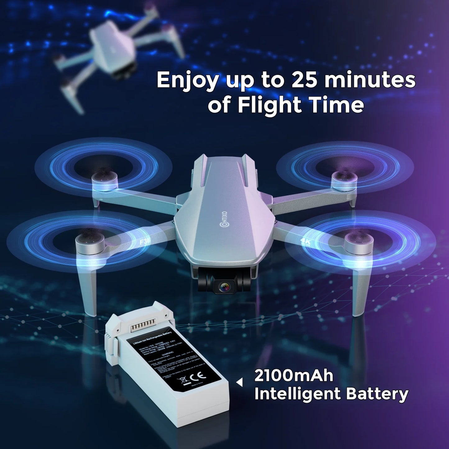 Contixo F36 GPS Mini Drone with Camera, 4K UHD, 3-Axis Gimbal, RC Quadcopter, Brushless Motor, Foldable Design, FPV, Auto Return & Smart Features, Beginners & Enthusiasts - Silver