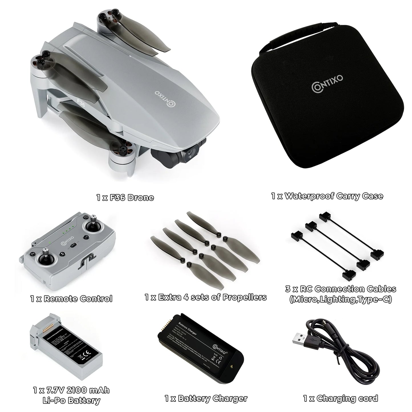 Contixo F36 GPS Mini Drone with Camera, 4K UHD, 3-Axis Gimbal, RC Quadcopter, Brushless Motor, Foldable Design, FPV, Auto Return & Smart Features, Beginners & Enthusiasts - Silver