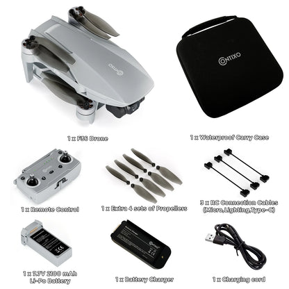 Contixo F36 GPS Mini Drone with Camera, 4K UHD, 3-Axis Gimbal, RC Quadcopter, Brushless Motor, Foldable Design, FPV, Auto Return & Smart Features, Beginners & Enthusiasts - Silver